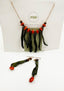 FUN-PLASTIQUE - Necklace & Dangle Earrings Set - ORANGE/BLACK
