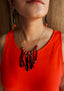 FUN-PLASTIQUE - Necklace & Dangle Earrings Set - ORANGE/BLACK