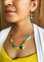FUN-PLASTIQUE - Necklace & Dangle Earrings Set - YELLOW/BLUE