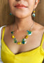 FUN-PLASTIQUE - Necklace & Dangle Earrings Set - YELLOW/BLUE