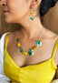 FUN-PLASTIQUE - Necklace & Dangle Earrings Set - YELLOW/BLUE