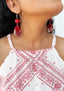 Papyrus Dangle Earrings - RED/W