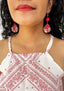 Papyrus Dangle Earrings - RED/W