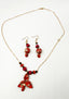 PAPYRUS - Necklace & Dangle Earrings Set - RED