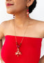 PAPYRUS - Necklace & Dangle Earrings Set - RED