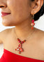 PAPYRUS - Necklace & Dangle Earrings Set - RED